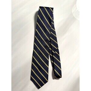 Jos A Bank Tie XL Silk Tie Navy w Gold Stripe  61 1/2 in Long Business Church